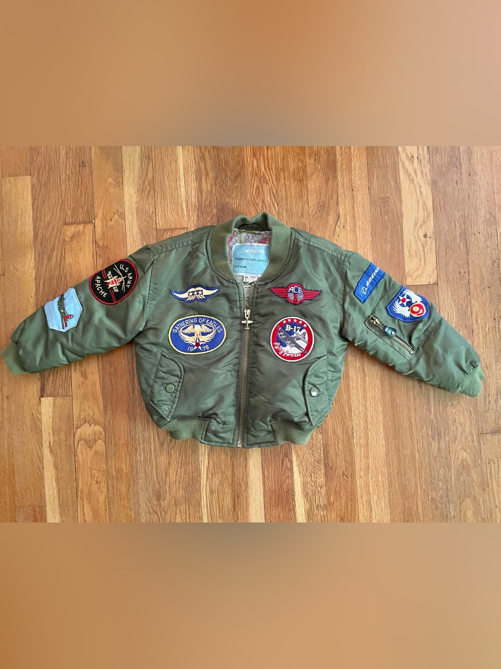 Vintage Kids Boeing Authentic MA-1 Bomber Flight Jacket Aviation Military
